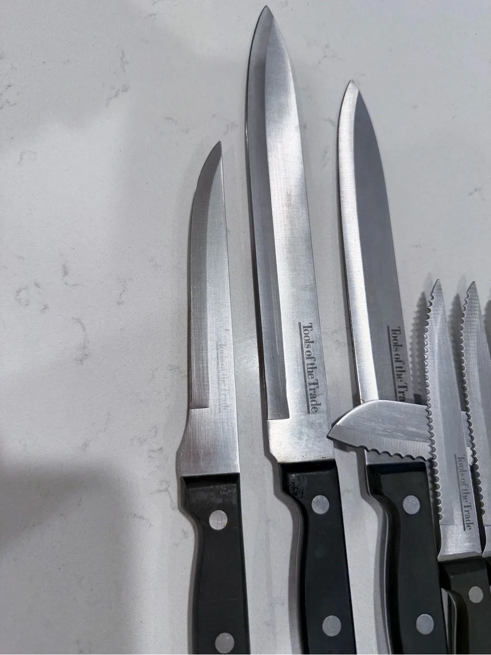 Black-handled Serrated Steak Knife Set by